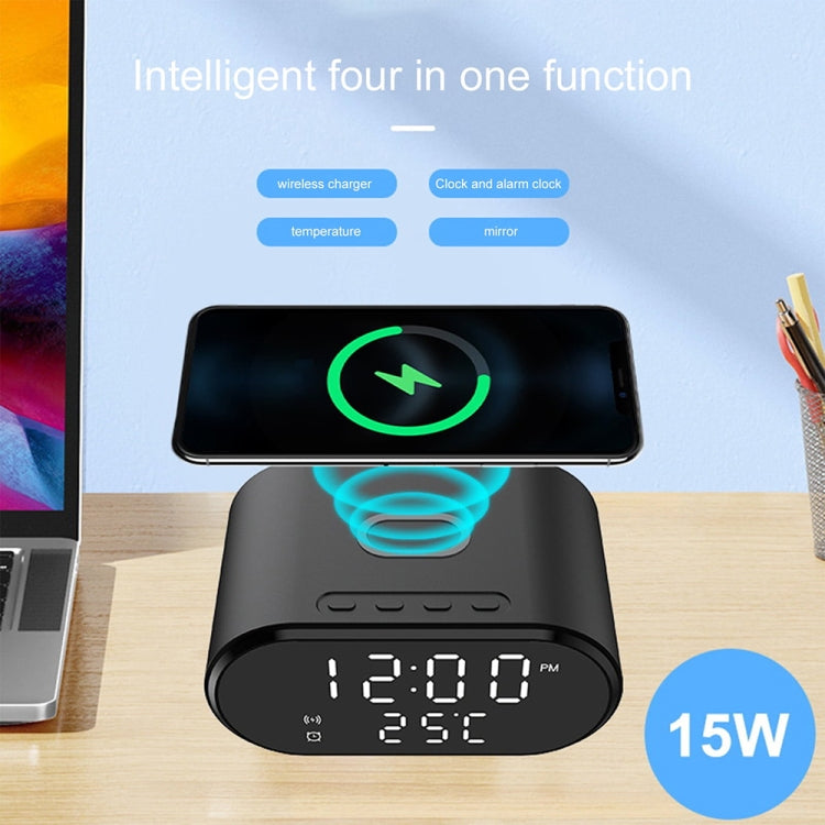 15W LED Mirror Wireless Charger Desktop Multifunctional Mini Clock(White) - Wireless Charger by PMC Jewellery | Online Shopping South Africa | PMC Jewellery | Buy Now Pay Later Mobicred