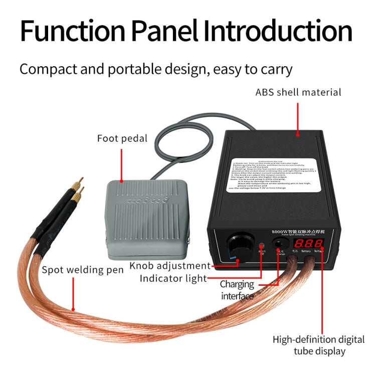 8000W High Power 18650 Battery Handheld Spot Welding Machine, Style: Footswitch Version EU Plug - Others by PMC TechLife | Online Shopping South Africa | PMC TechLife