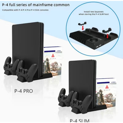 For PS4/PS4 Pro/PS4 Slim Host iplay Dual-seat Charging Multi-function Cooling Base Storage Bracket(Black) - Holder by iplay | Online Shopping South Africa | PMC Jewellery | Buy Now Pay Later Mobicred