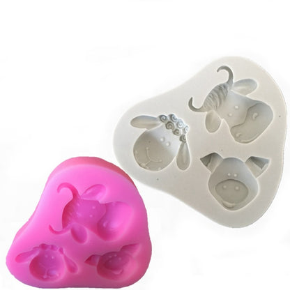 Pig Sheep Cow Head Silicone Mold Chocolate Fondant Cake Decorating Tool(Pink) - Food Molds by PMC Jewellery | Online Shopping South Africa | PMC Jewellery