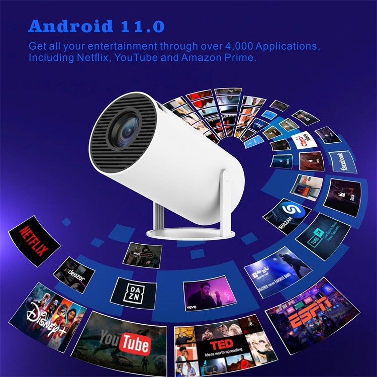 HY300 Smart Projector Android 11.0 System 120 Lumen Portable Projector US Plug - Mini Projector by PMC TechLife | Online Shopping South Africa | PMC TechLife