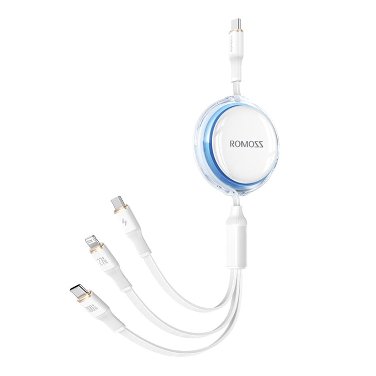 ROMOSS PD100W 3-In-1 Retractable Data Cable Type-C/USB-C To 8 Pin & Type-C & Micro Line 1.1m(Blue) - Multifunction Cable by ROMOSS | Online Shopping South Africa | PMC Jewellery | Buy Now Pay Later Mobicred