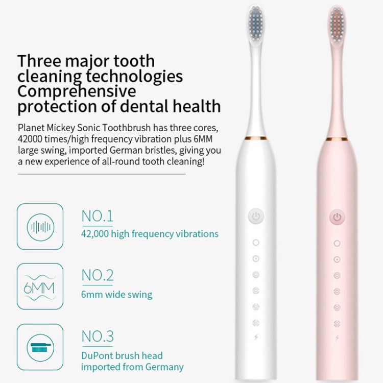 Rechargeable Ultrasonic Soft Bristle Electrical Toothbrushes Flosser 6 Gear With 4 Brushes(Pink) - Toothbrushes by PMC Jewellery | Online Shopping South Africa | PMC Jewellery | Buy Now Pay Later Mobicred