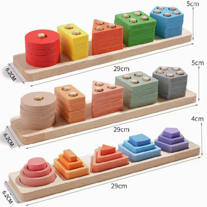 Children Geometric Shapes Color Matching Building Blocks Columns Toys(21 In 1 Macaron) - Building Blocks by PMC Jewellery | Online Shopping South Africa | PMC Jewellery