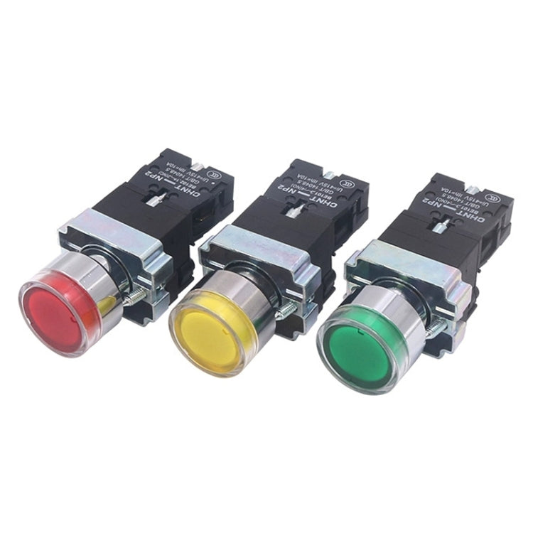 CHINT NP2-BW3365/24V 1 NO+1 NC Pushbutton Switches With LED Light Silver Alloy Contact Push Button - Car Switches by CHINT | Online Shopping South Africa | PMC Jewellery | Buy Now Pay Later Mobicred