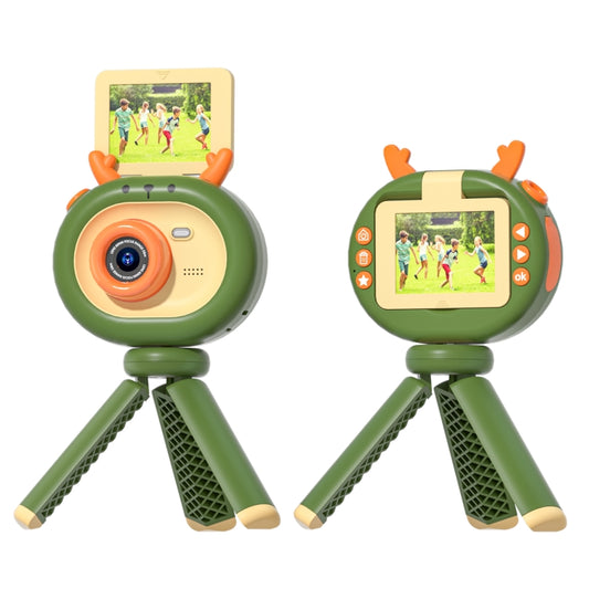 S2 2.4-Inch 180-Degree Flip-Screen 1080P HD Cartoon Children Digital Camera With Stand(Dark Green) - Children Cameras by PMC Jewellery | Online Shopping South Africa | PMC Jewellery | Buy Now Pay Later Mobicred