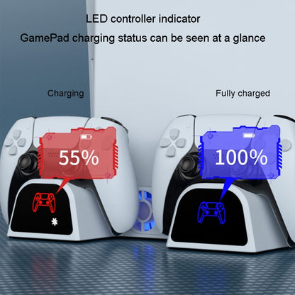 DOBE For PS5 Gamepad Multi-Function Dual Charger Cooling Fan Base With Disk Organizer(Black) - Charger & Power by DOBE | Online Shopping South Africa | PMC Jewellery | Buy Now Pay Later Mobicred