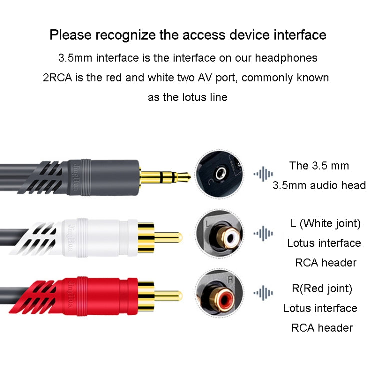 JINGHUA 3.5mm To 2RCA Audio Cable Game Console Outdoor Audio Connection Cable, Size: 20m(Grey) - RCA Cable by JINGHUA | Online Shopping South Africa | PMC Jewellery | Buy Now Pay Later Mobicred