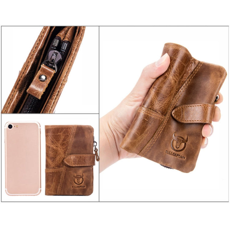 BULL CAPTAIN 01 RFID Anti-theft Multifunctional Cowhide Vertical Detachable Men Wallet(Coffee) - Antimagnetic RFID Package by BULL CAPTAIN | Online Shopping South Africa | PMC Jewellery | Buy Now Pay Later Mobicred