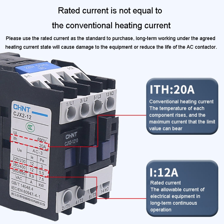 CHNT CJX2-3210 32A 220V Silver Alloy Contacts Multi-Purpose Single-Phase AC Contactor - Relays by CHNT | Online Shopping South Africa | PMC Jewellery