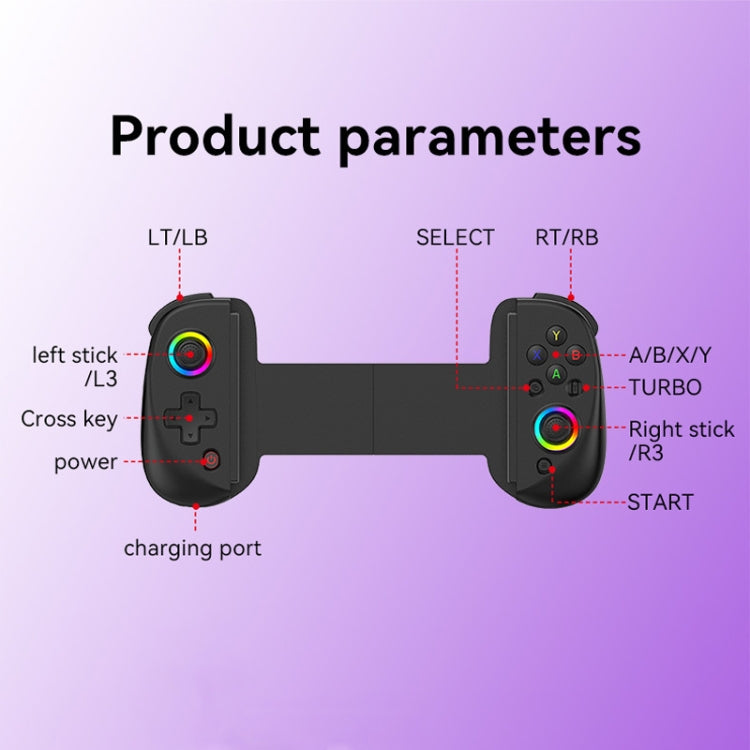 D8 Mobile Phone Stretch Band Light Gamepad Dual Hall Wireless Bluetooth Somatic Vibration Grip for PC / Android / IOS / Tablet / PS3 / PS4 / Switch, Color: Black - Gamepads by PMC TechLife | Online Shopping South Africa | PMC TechLife | Buy Now Pay Later Mobicred