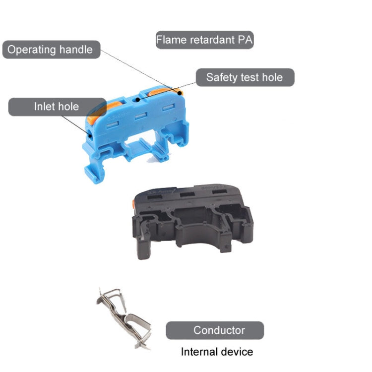 10pcs Guide Rail Type Replacement UK Quick Terminal Block 1 Input 1 Output(Black) - Connectors & Terminals by PMc TechLife | Online Shopping South Africa | PMc TechLife | Buy Now Pay Later Mobicred