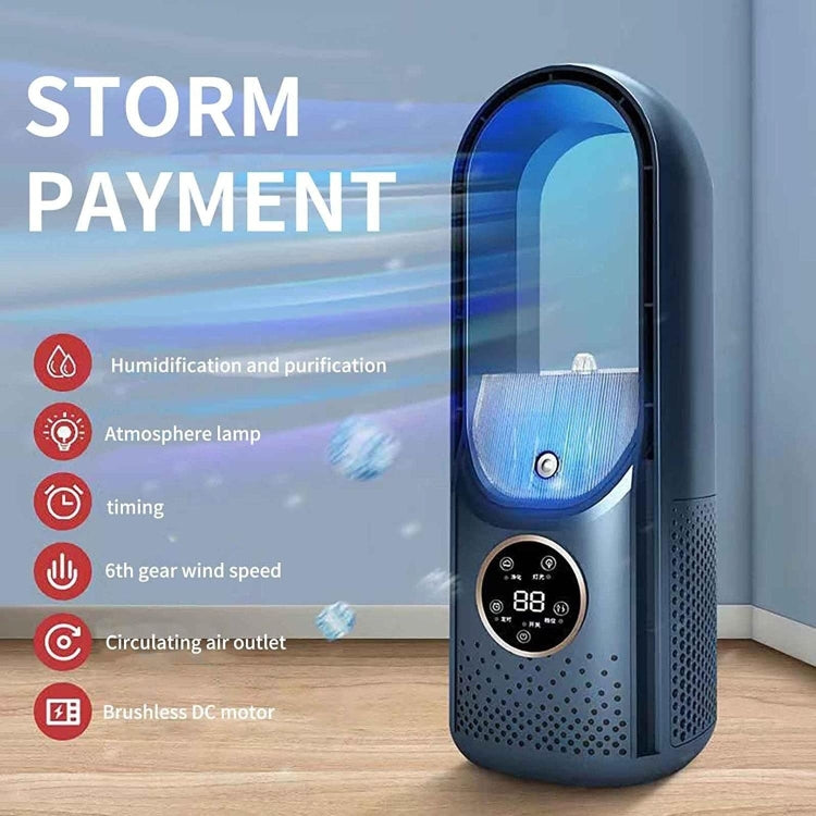 Desk Bladeless Humidification Electric Fan Six Gear Adjustable with LED Light Timing Function(Blue) - Electric Fans by PMC Jewellery | Online Shopping South Africa | PMC Jewellery | Buy Now Pay Later Mobicred