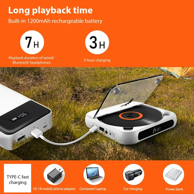 Kecag KC-918 Bluetooth CD Player Rechargeable Touchscreen Headphone Small Music Walkman(Black) - DVD & LCD Player by Kecag | Online Shopping South Africa | PMC TechLife | Buy Now Pay Later Mobicred