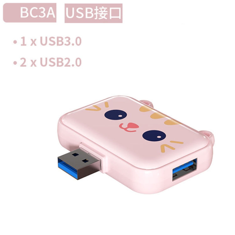 3 In 1 USB Hub For iPad / Phone Docking Station, Port: 3A USB3.0+USB2.0 x 2 Pink - USB 3.0 HUB by PMC Jewellery | Online Shopping South Africa | PMC Jewellery | Buy Now Pay Later Mobicred