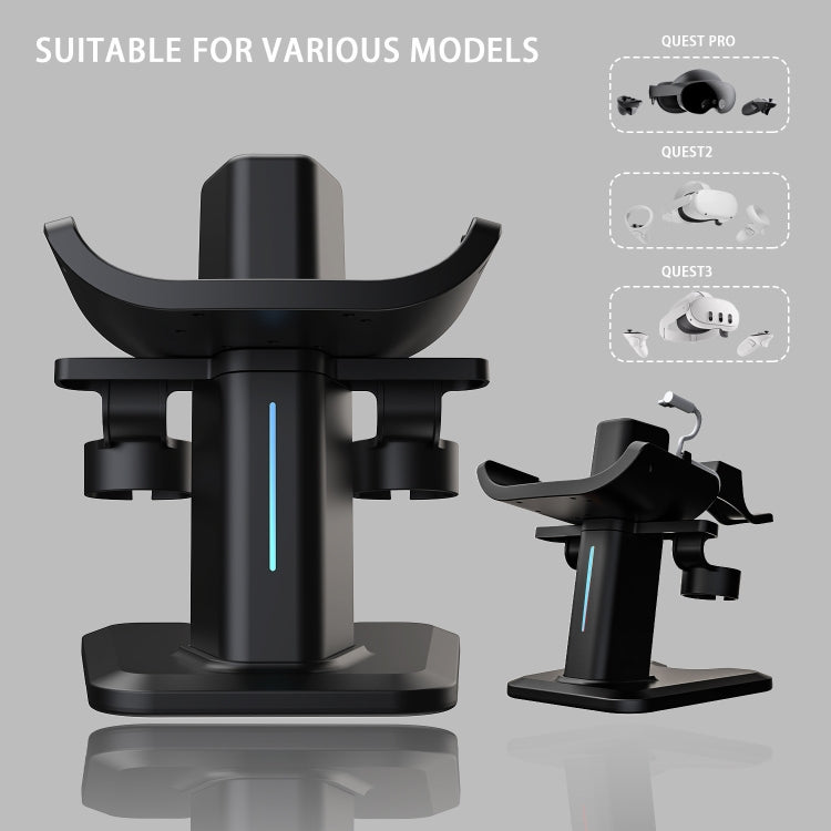 For Meta Quest 3 / 2 / Pro Charging Storage Stand With RGB Lights(Black) - VR Accessories by PMC TechLife | Online Shopping South Africa | PMC TechLife