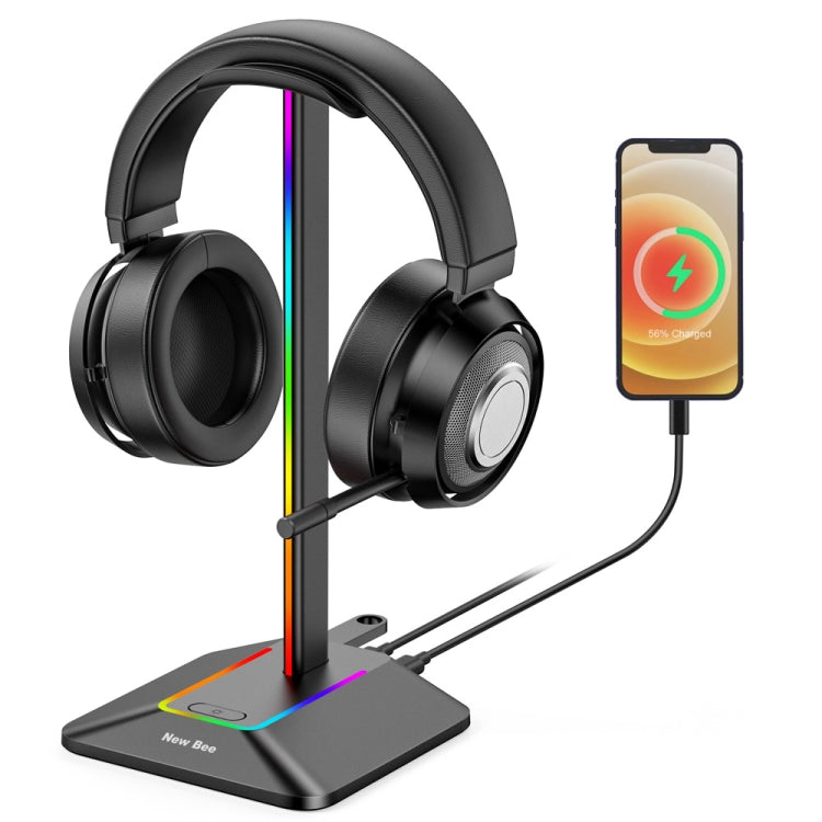 New Bee Dual Output Colorful Headset Display Rack HUB Expansion Headphone Holder, Color: Z8 Silver - Headset Stand by PMC Jewellery | Online Shopping South Africa | PMC Jewellery | Buy Now Pay Later Mobicred