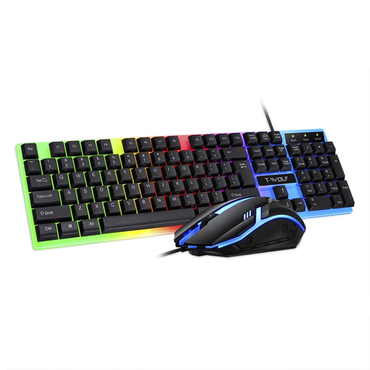 T-WOLF TF230 Colorful Light Effect Game Office Computer Wired Keyboard and Mouse Kit(White) - Wired Keyboard by T-WOLF | Online Shopping South Africa | PMC Jewellery | Buy Now Pay Later Mobicred