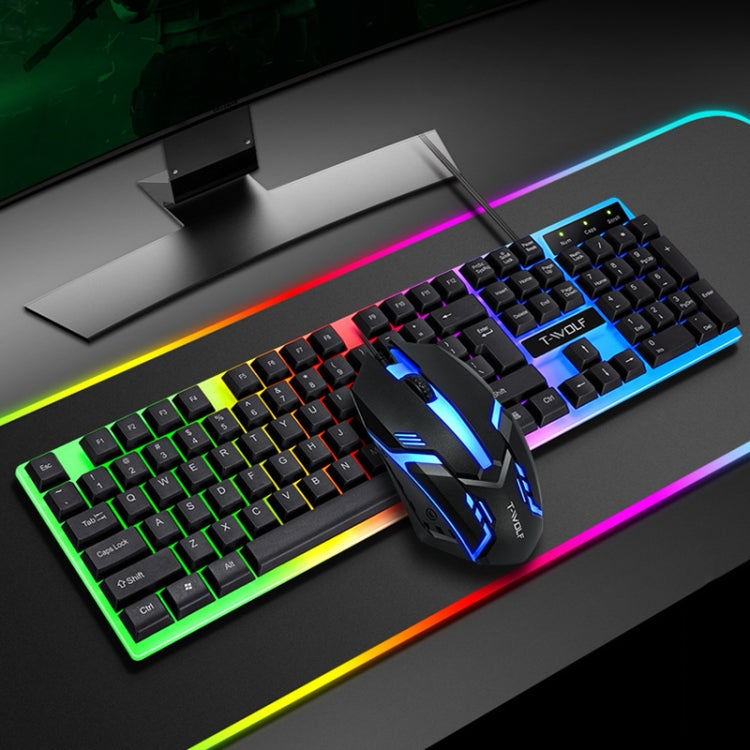 T-WOLF TF230 Colorful Light Effect Game Office Computer Wired Keyboard and Mouse Kit(White) - Wired Keyboard by T-WOLF | Online Shopping South Africa | PMC Jewellery | Buy Now Pay Later Mobicred