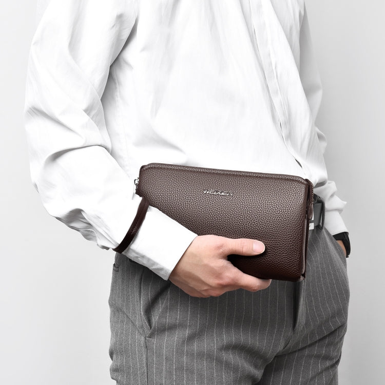 WEIXIER W125 Men Clutch Bag Password Zipper Business Phone Case(Brown) - Wallets by WEIXIER | Online Shopping South Africa | PMC Jewellery | Buy Now Pay Later Mobicred