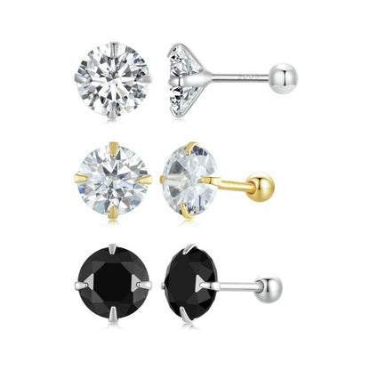 S925 Sterling Silver Platinum Plated Zircon Stud Earrings Jewelry, Color: Gold White Zirconia S - Stud Earrings & Earrings by PMC Jewellery | Online Shopping South Africa | PMC Jewellery