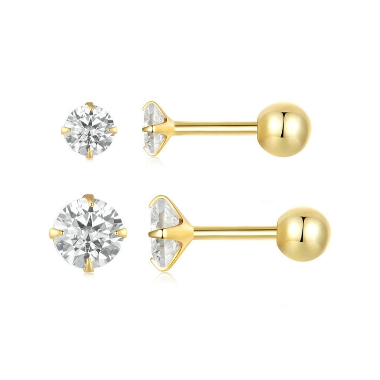 S925 Sterling Silver Platinum Plated Zircon Stud Earrings Jewelry, Color: Gold White Zirconia M - Stud Earrings & Earrings by PMC Jewellery | Online Shopping South Africa | PMC Jewellery