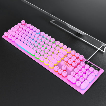 T-WOLF T80 104-Keys RGB Illuminated Office Game Wired Punk Retro Keyboard, Color: Pink - Wired Keyboard by T-WOLF | Online Shopping South Africa | PMC Jewellery | Buy Now Pay Later Mobicred