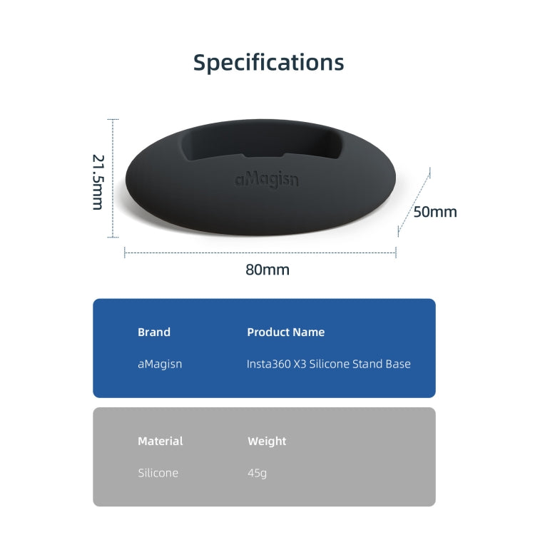 For Insta360 X3 aMagisn Desktop Silicone Base(Black) - Others by aMagisn | Online Shopping South Africa | PMC Jewellery | Buy Now Pay Later Mobicred