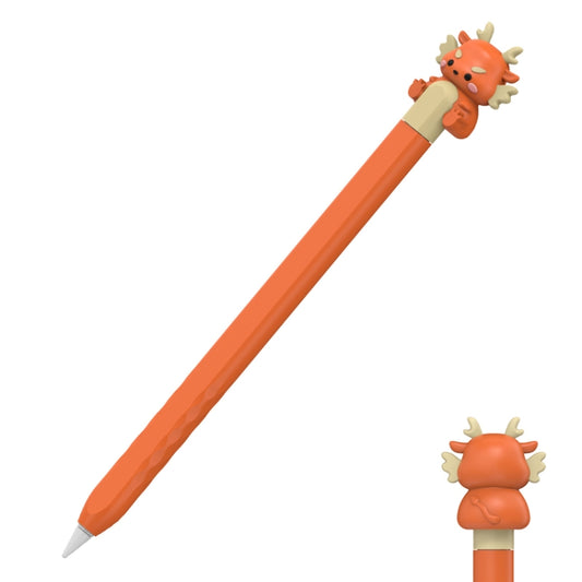 For Apple Pencil 2 AhaStyle Cartoon Dragon Pen Case Capacitive Stylus Silicone Cover(Orange) - Pencil Accessories by AhaStyle | Online Shopping South Africa | PMC Jewellery | Buy Now Pay Later Mobicred