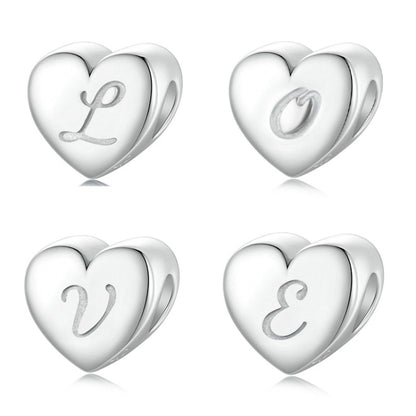 S925 Sterling Silver Platinum-plated Love Letters DIY Beads(O) - Jewelry Accessories by PMC Jewellery | Online Shopping South Africa | PMC Jewellery