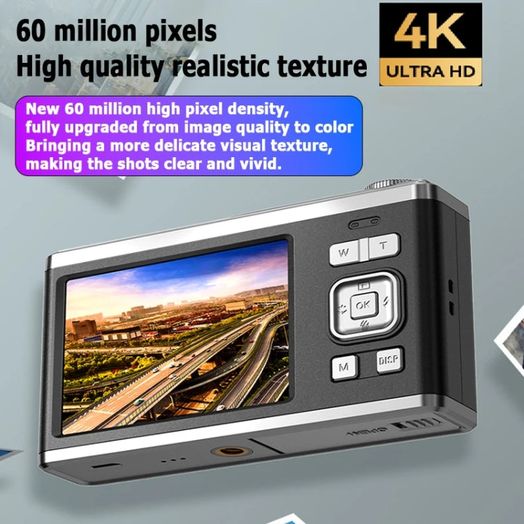 4K HD Optical Zoom Digital Camera 60MP Dual Screen Selfie Camera, No Memory(Black) - Video Cameras by PMC Jewellery | Online Shopping South Africa | PMC Jewellery | Buy Now Pay Later Mobicred