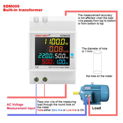 SINOTIMER SDM009 Din Rail Single-Phase Voltage Current Frequency Power Factor Electricity Multifunctional Meter, Model: AC40-300V Built-In - Current & Voltage Tester by SINOTIMER | Online Shopping South Africa | PMC Jewellery | Buy Now Pay Later Mobicred