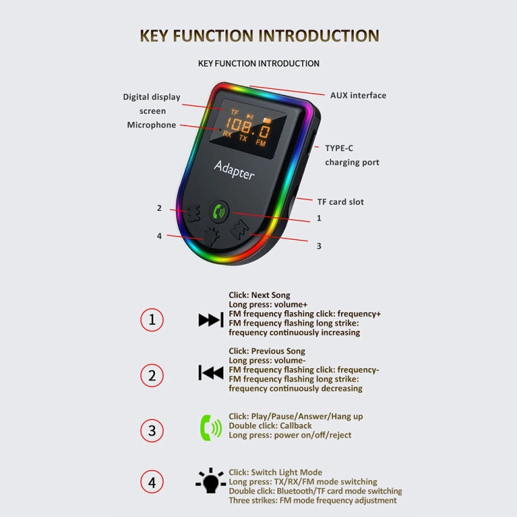 Q7 LED Digital Display Car Bluetooth Receiver HIFI Sound Quality Wireless Audio Adapter - Bluetooth Car Kits by PMC TechLife | Online Shopping South Africa | PMC TechLife | Buy Now Pay Later Mobicred