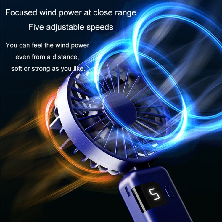 Portable Digital Display Hanging Neck Mute Small Fan USB Charging Handheld Foldable Fan(White) - free shipping - PMC TechLife - Order now!