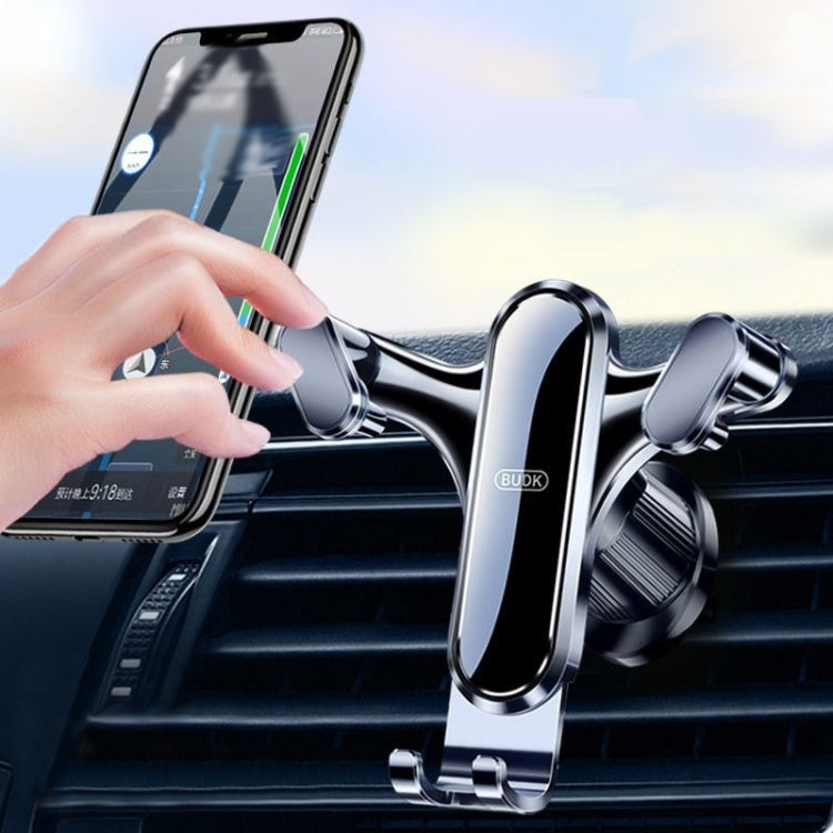 BUDK Triangle Gravity Sensor Car Phone Bracket Car Air Vent Navigation Holder, Model: Adhesive Model - Car Holders by BUDK | Online Shopping South Africa | PMC Jewellery | Buy Now Pay Later Mobicred