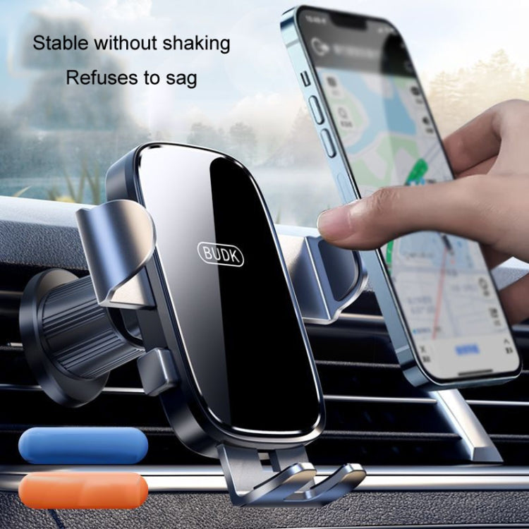 BUDK Anti-shake Car Phone Bracket Car Navigation Air Vent Fixed Gravity Support Stand(Silver) - Car Holders by BUDK | Online Shopping South Africa | PMC Jewellery | Buy Now Pay Later Mobicred