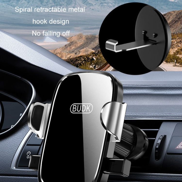 BUDK Anti-shake Car Phone Bracket Car Navigation Air Vent Fixed Gravity Support Stand(Black) - Car Holders by BUDK | Online Shopping South Africa | PMC Jewellery | Buy Now Pay Later Mobicred