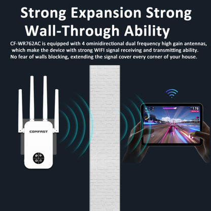 COMFAST 762AC 1200Mbps WiFi Signal Booster Dual Band WiFi Repeater with OLED Display Screen - Broadband Amplifiers by COMFAST | Online Shopping South Africa | PMC Jewellery | Buy Now Pay Later Mobicred