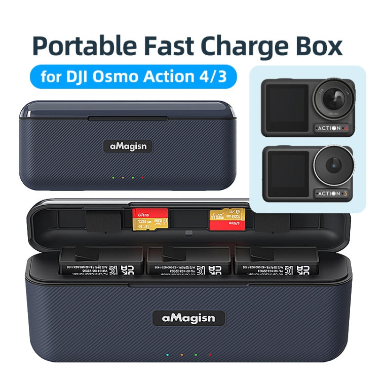 For DJI Action 4 / 3 aMagisn Fast Charge Charging Box Charger Sports Camera Accessories - Cable & Charger by aMagisn | Online Shopping South Africa | PMC Jewellery | Buy Now Pay Later Mobicred