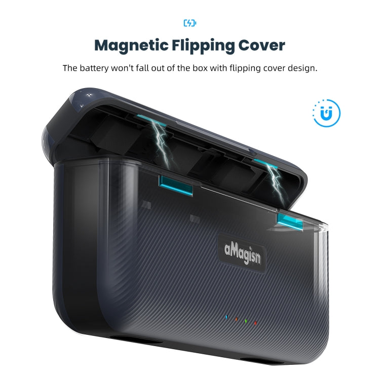 For DJI Action 4 / 3 aMagisn Fast Charge Charging Box Charger Sports Camera Accessories - Cable & Charger by aMagisn | Online Shopping South Africa | PMC Jewellery | Buy Now Pay Later Mobicred