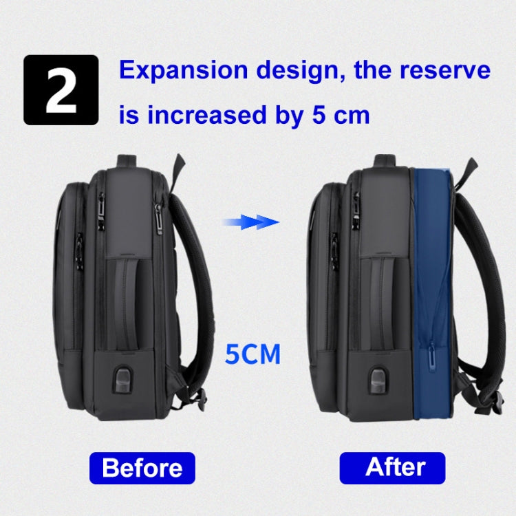 Expandable Business Waterproof Laptop Backpack With USB Port(Grey) - Backpack by PMC Jewellery | Online Shopping South Africa | PMC Jewellery | Buy Now Pay Later Mobicred