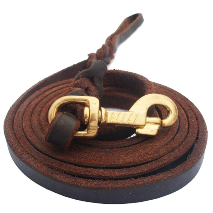 1.2 x 200cm Pet Outing Cowhide Towing Leash Dog Training Harness(Bronze Hook) - Leashes & Chest Strap by PMC TechLife | Online Shopping South Africa | PMC TechLife | Buy Now Pay Later Mobicred