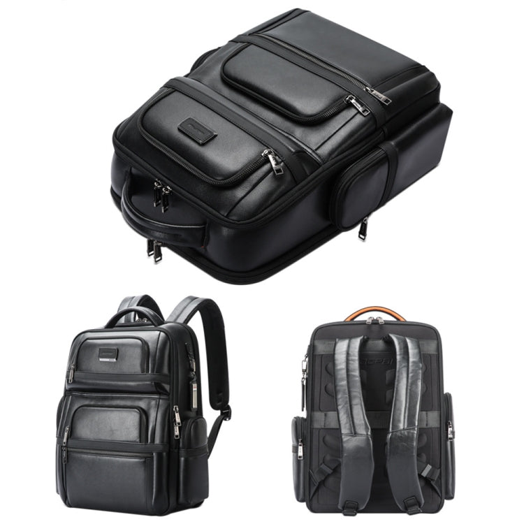 Bopai 61-17311 Large-capacity First-layer Cowhide Laptop Backpack With USB+Type-C Port(Plain) - free shipping - PMc TechLife - Order now!