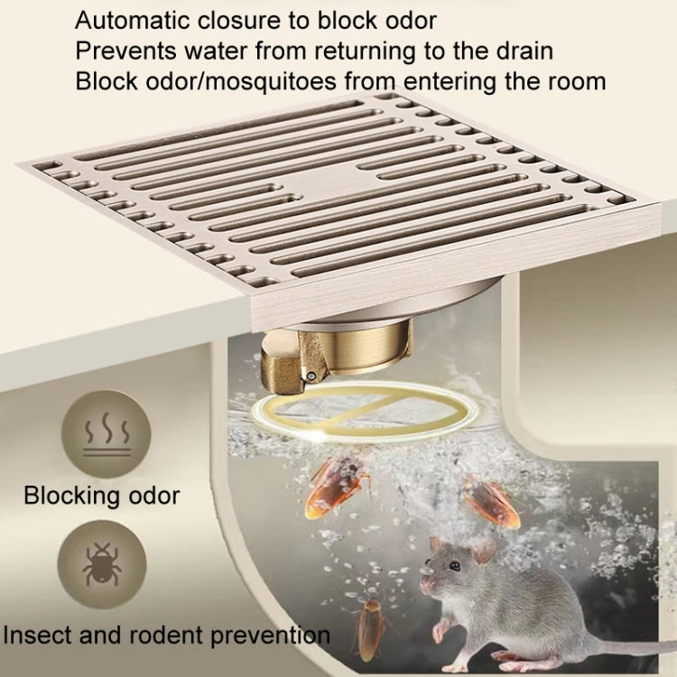 All Copper Brushed Anti-Odor Floor Drain Gravity Copper Core Bathroom Floor Drain, Specification: 8x30cm Long Invisible Medium Drain - Drain Strainers by PMc TechLife | Online Shopping South Africa | PMc TechLife | Buy Now Pay Later Mobicred