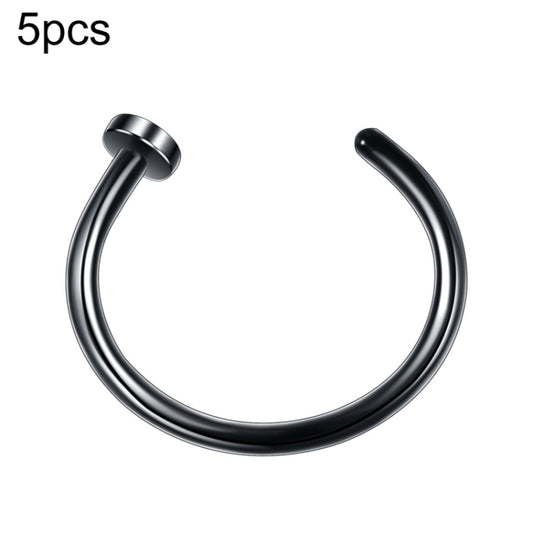 5pcs Stainless Steel Nose Ring Without Hole C-Shape Nose Staple Lip Band Earrings, Size: 0.8 x 8+2(Black) - Stud Earrings & Earrings by PMC Jewellery | Online Shopping South Africa | PMC Jewellery | Buy Now Pay Later Mobicred