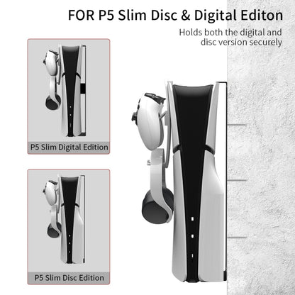 For PS5 Slim JYS-P5193 Console Wall Mount Hanging Storage Rack With Headphone Grip Organizer(White) - Holder by JYS | Online Shopping South Africa | PMC Jewellery | Buy Now Pay Later Mobicred