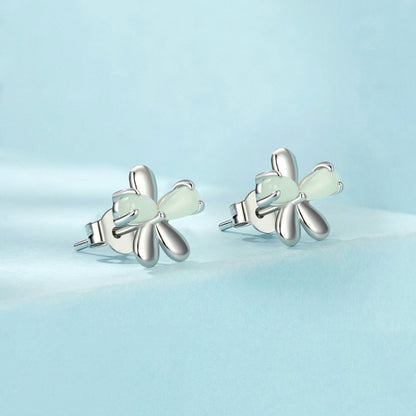 S925 Sterling Silver Platinum Plated Luminous Flower Stud Earrings(SCE1714) - Stud Earrings & Earrings by PMC Jewellery | Online Shopping South Africa | PMC Jewellery | Buy Now Pay Later Mobicred