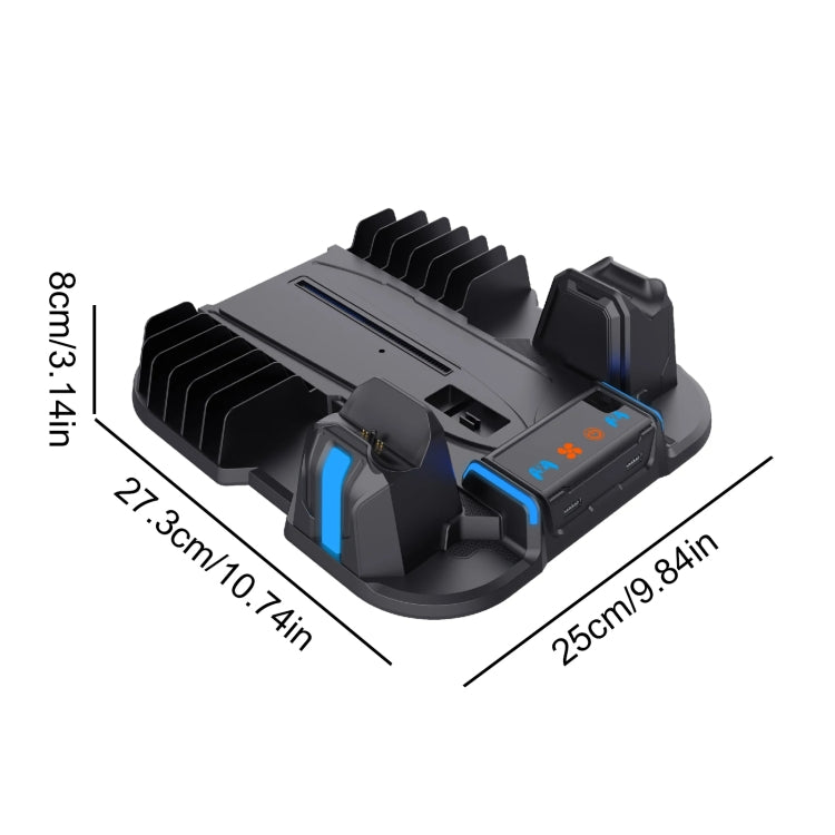 For Sony PS5 Slim PGTECH GP-521 Handle Charging Base Host Cooling Rack With Disc Rack(Black) - Charger & Power by PGTECH | Online Shopping South Africa | PMC Jewellery | Buy Now Pay Later Mobicred