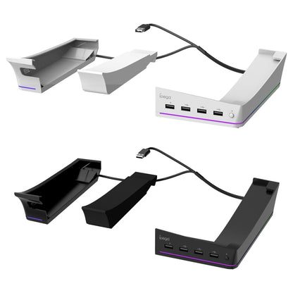 For Sony PS5 Slim IPEGA PG-P5S021 RGB Light Host Horizontal Stand With 4 USB HUBs, Color: White - Holder by IPEGA | Online Shopping South Africa | PMC Jewellery | Buy Now Pay Later Mobicred