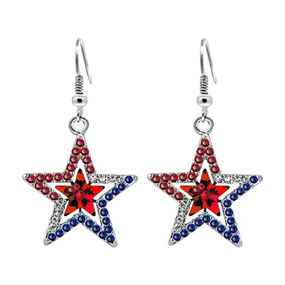 Pentagram With Zirconia Pendant Holiday Commemorative Gift, Style: Red Diamond Earrings - Necklaces & Pendants by PMC Jewellery | Online Shopping South Africa | PMC Jewellery | Buy Now Pay Later Mobicred